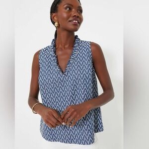 Tuckernuck Pomander Place Denim Stripe Veronica Top XXL V-Neck Popover NEW!